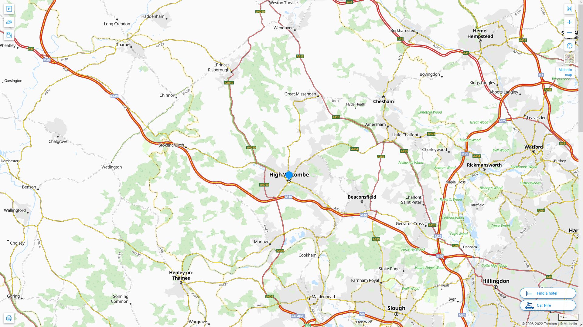 High Wycombe Royaume Uni Autoroute et carte routiere